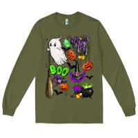 Army Green cute ghost Long Sleeve Tee - LillyAllenDesigns