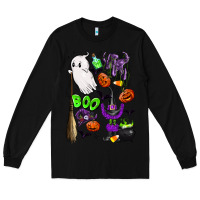 Black cute ghost Long Sleeve Tee - LillyAllenDesigns