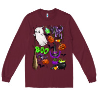 Burgundy cute ghost Long Sleeve Tee - LillyAllenDesigns