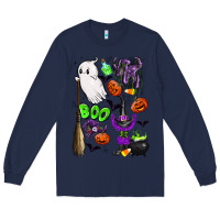 Navy cute ghost Long Sleeve Tee - LillyAllenDesigns