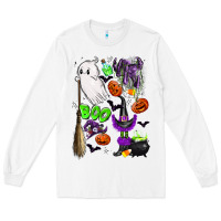 White cute ghost Long Sleeve Tee - LillyAllenDesigns