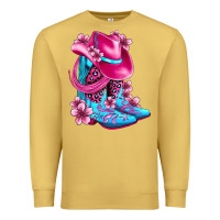Antique Gold valentine cowboy boots and hat olivia Premium Sweatshirt - OliviaCreatesArt