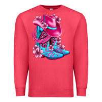 Cardinal valentine cowboy boots and hat olivia Premium Sweatshirt - OliviaCreatesArt