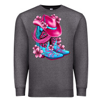Charcoal Heather valentine cowboy boots and hat olivia Premium Sweatshirt - OliviaCreatesArt