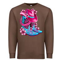 Chestnut valentine cowboy boots and hat olivia Premium Sweatshirt - OliviaCreatesArt