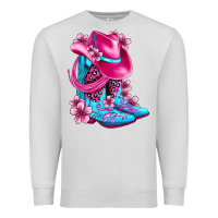Dove Grey valentine cowboy boots and hat olivia Premium Sweatshirt - OliviaCreatesArt
