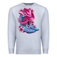 Heather Grey valentine cowboy boots and hat olivia Premium Sweatshirt - OliviaCreatesArt