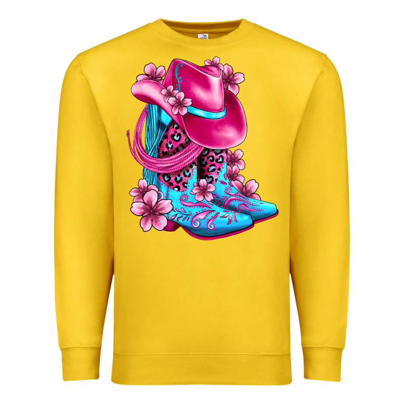 Valentine Cowboy Boots And Hat Olivia Premium Sweatshirt by OliviaCreatesArt | Teevron