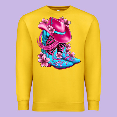 Valentine Cowboy Boots And Hat Olivia Premium Sweatshirt Designed By Oliviacreatesart