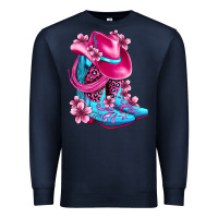 Navy valentine cowboy boots and hat olivia Premium Sweatshirt - OliviaCreatesArt