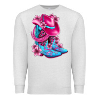 Oatmeal Heather valentine cowboy boots and hat olivia Premium Sweatshirt - OliviaCreatesArt