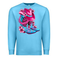 Ocean Blue valentine cowboy boots and hat olivia Premium Sweatshirt - OliviaCreatesArt