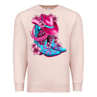 Pale Pink valentine cowboy boots and hat olivia Premium Sweatshirt - OliviaCreatesArt