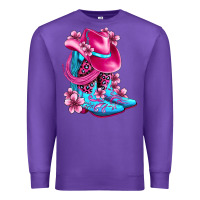 Purple valentine cowboy boots and hat olivia Premium Sweatshirt - OliviaCreatesArt