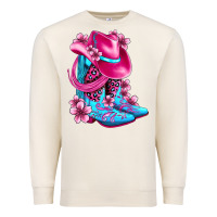Sandshell valentine cowboy boots and hat olivia Premium Sweatshirt - OliviaCreatesArt
