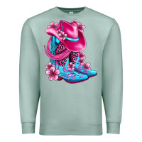 Seafoam valentine cowboy boots and hat olivia Premium Sweatshirt - OliviaCreatesArt
