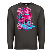 Smoke valentine cowboy boots and hat olivia Premium Sweatshirt - OliviaCreatesArt