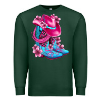 Sports Green valentine cowboy boots and hat olivia Premium Sweatshirt - OliviaCreatesArt