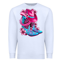 White valentine cowboy boots and hat olivia Premium Sweatshirt - OliviaCreatesArt
