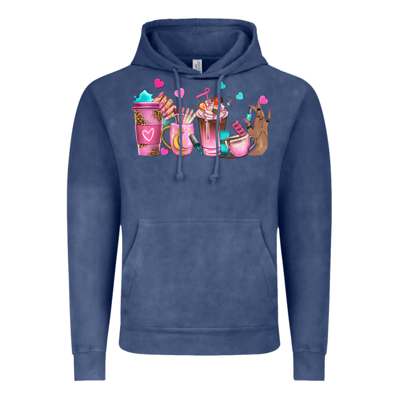 Nail Tech Coffee Cups Vintage Hoodie by NancyCooperArtShop | Teevron