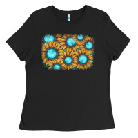 Black sunflower gemstone background Ladies Tee - JahusDesignShop