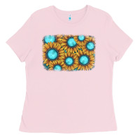 Bubblegum Pink sunflower gemstone background Ladies Tee - JahusDesignShop