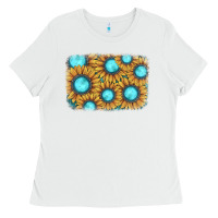 White sunflower gemstone background Ladies Tee - JahusDesignShop