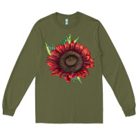 Army Green ProCut Red Sunflower Long Sleeve Tee - LillyAllenDesigns