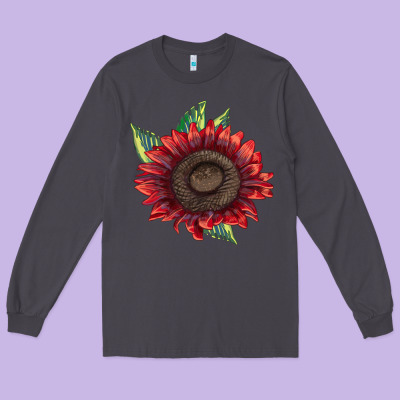 Procut Red Sunflower Long Sleeve Tee Designed By Lillyallendesigns
