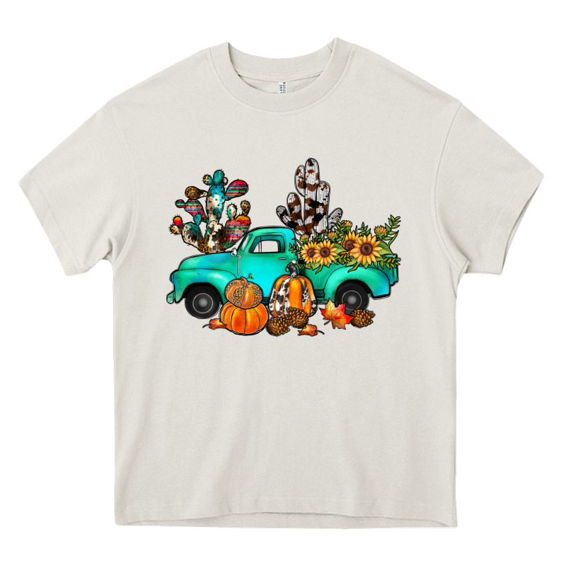 Cactus Pumpkin Truck Fall Heavy Core Tee by JahusDesignShop | Teevron