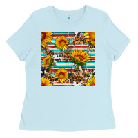 Baby Blue serape leopard seamless pattern Ladies Tee - BundleAndBundleShop