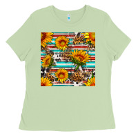 Matcha serape leopard seamless pattern Ladies Tee - BundleAndBundleShop