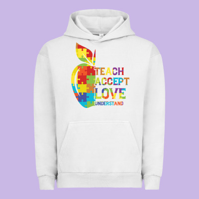 Autism Teach Accept Understand Love Urban Hoodie Designed By Cowhidedigitalart