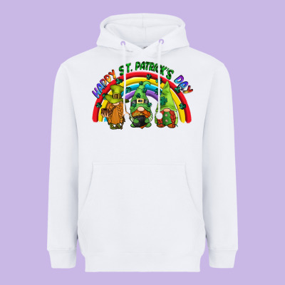 Happy St. Patrick's Day Rainbow Gnomes Heavyweight Hoodie Designed By Cowgirlartshop