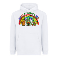 White Happy St. Patrick's Day rainbow gnomes Heavyweight Hoodie - CowGirlArtShop