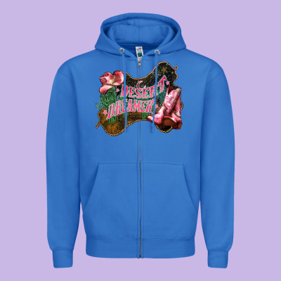 Desert Dreamer Cowgirl Boots Hat Zipper Hoodie Designed By Howdyjamesfarm