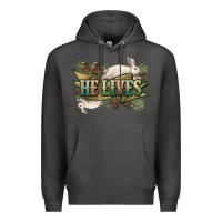 Charcoal Heather He lives Easter Day Premium Hoodie - HowdyJamesFarm