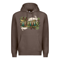 Coffee He lives Easter Day Premium Hoodie - HowdyJamesFarm