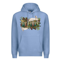 Colony Blue He lives Easter Day Premium Hoodie - HowdyJamesFarm