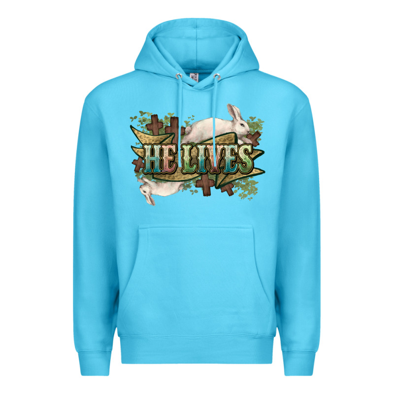 He Lives Easter Day Premium Hoodie by HowdyJamesFarm | Teevron