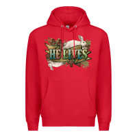 Red He lives Easter Day Premium Hoodie - HowdyJamesFarm