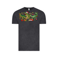 Vintage Black christmas dinosaurs Vintage Tee - MaliasSmallBusiness