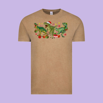 Christmas Dinosaurs Vintage Tee Designed By Maliassmallbusiness