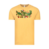 Vintage Mustard christmas dinosaurs Vintage Tee - MaliasSmallBusiness