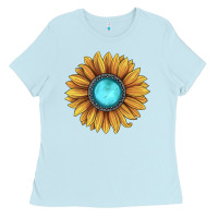 Baby Blue sunflower gemstone Ladies Tee - JahusDesignShop
