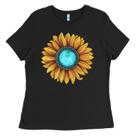 Black sunflower gemstone Ladies Tee - JahusDesignShop