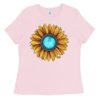Bubblegum Pink sunflower gemstone Ladies Tee - JahusDesignShop