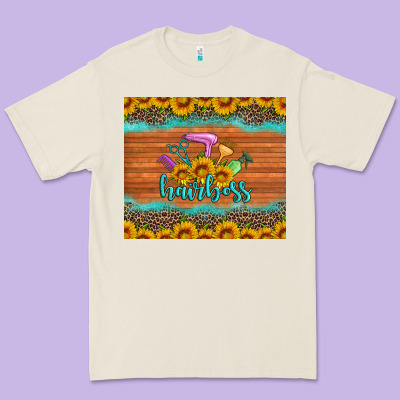 Hairboss 200z Skinny Sunflowers Leopard Hairdresser Premium Tee Designed By Artiststas