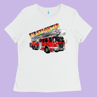 Firefighter Fire Truck Ladies Tee Designed By Artiststas