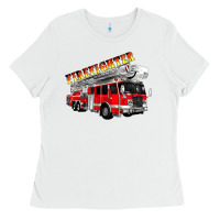 White firefighter fire truck Ladies Tee - Artiststas